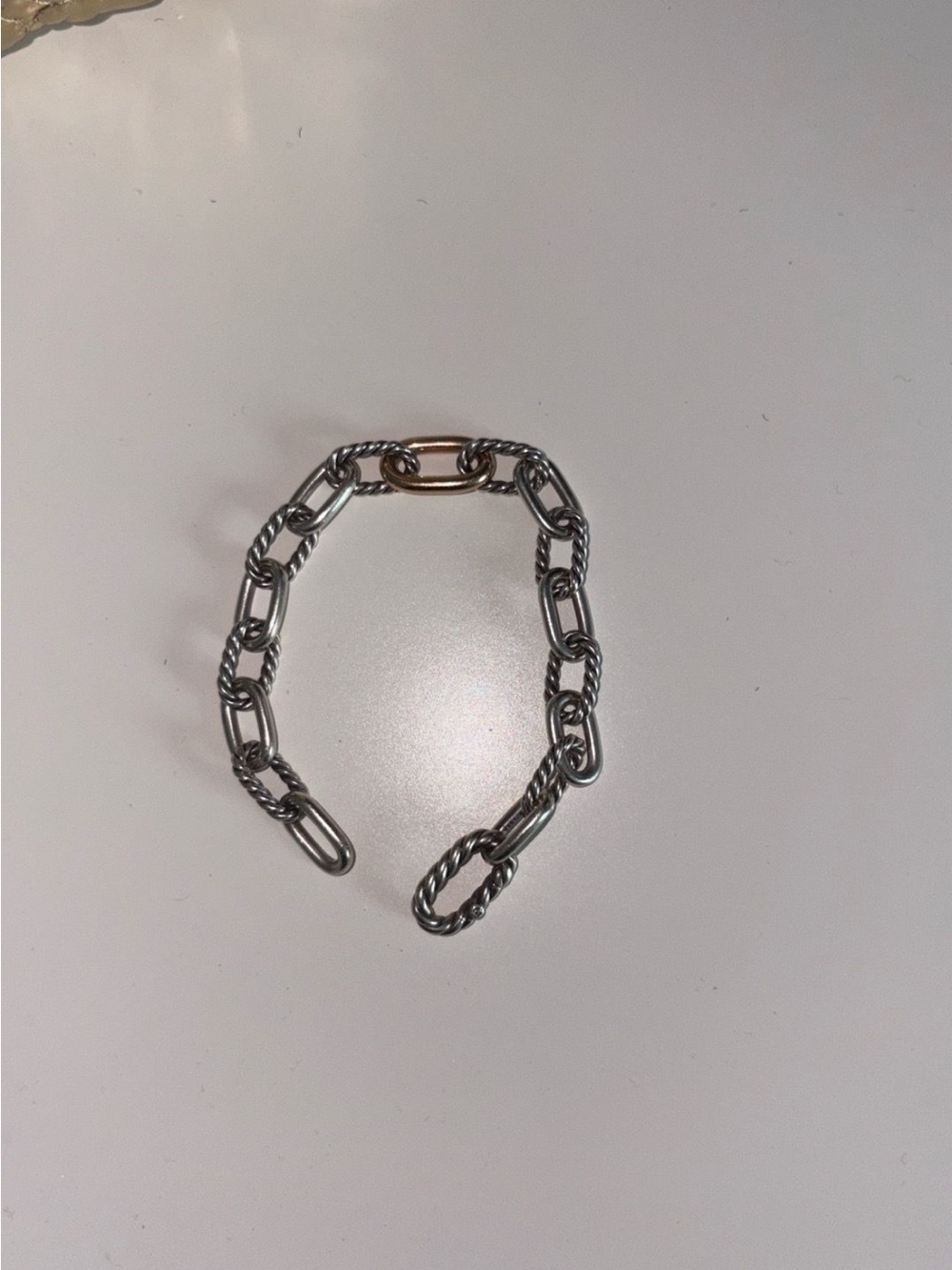 David Yurman Silver Link Bracelet with Gold Accent